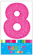 Pink Glitter Number 8 Candle