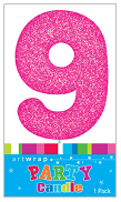 Pink Glitter Number 9 Candle