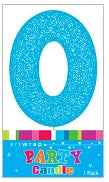 Number 0 Glitter Blue Candle