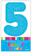 Number 5 Glitter Blue Candle