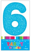 Number 6 Glitter Blue Candle