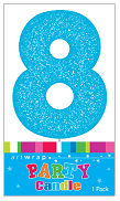 Number 8 Glitter Blue Candle