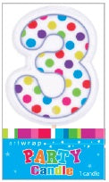 Polka Dot Number 3 Candle
