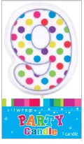 Polka Dot Number 9 Candle