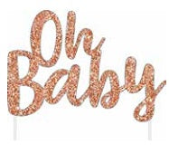 Cake Topper 1pk Glitter Oh Baby