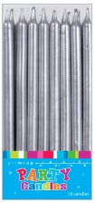 Silver Candles 16 Pack
