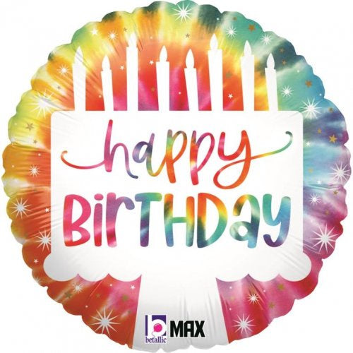 Tie-Dye Cake Birthday Foil Balloon