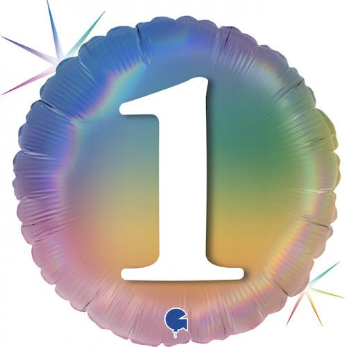 Pastel Rainbow Number 1 Round Foil Balloon