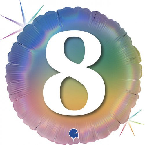 Pastel Rainbow Number 8 Round Foil Balloon