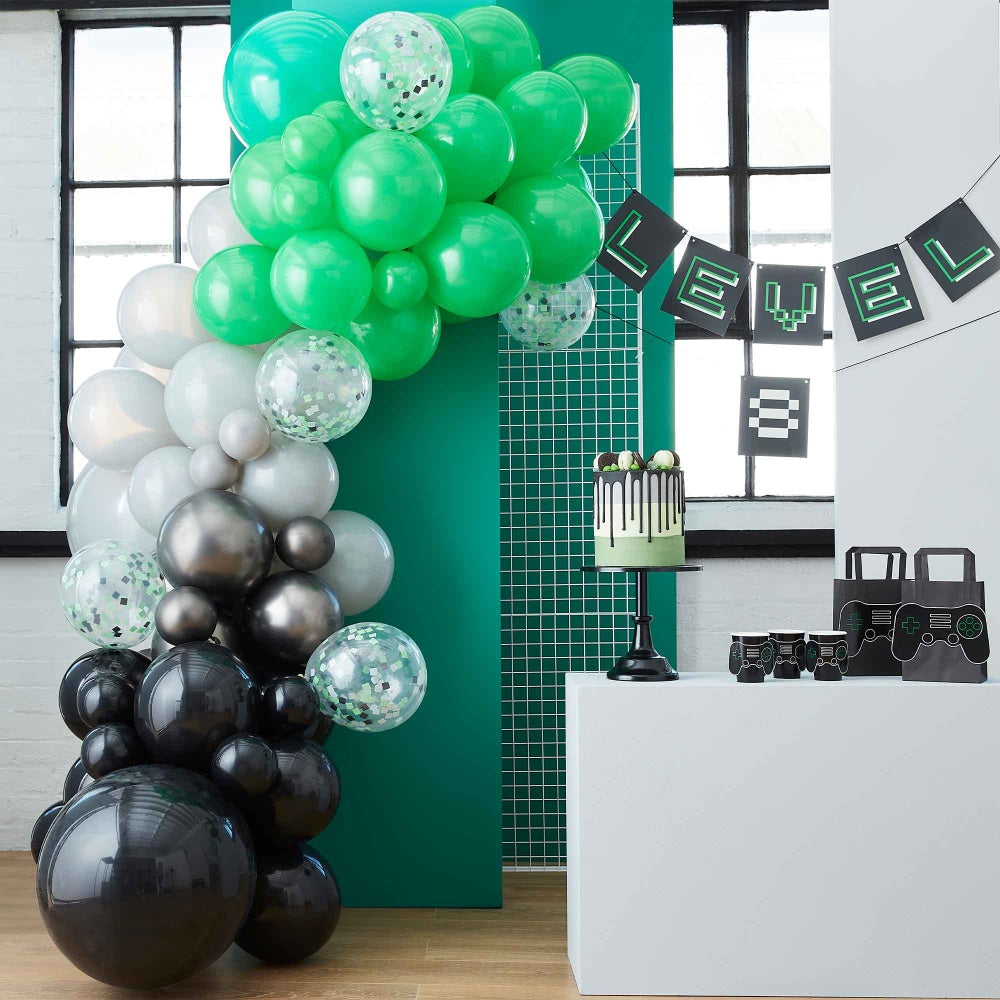 Ginger Ray Black, Green and Grey Balloon Garland Kit (70 Balloons)