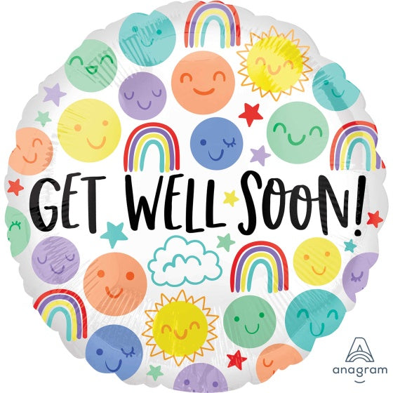 Get Well Soon Happy Doodles Foil Balloon