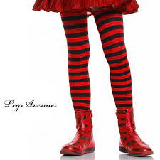Girls Red Striped Tights Medium
