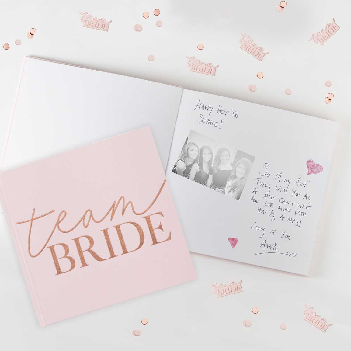 Ginger Ray Pink Blush Velvet Team Bride Hen Party Guest Book