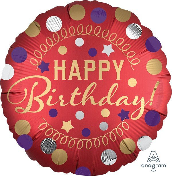 Red Satin Happy Birthday Foil Balloon