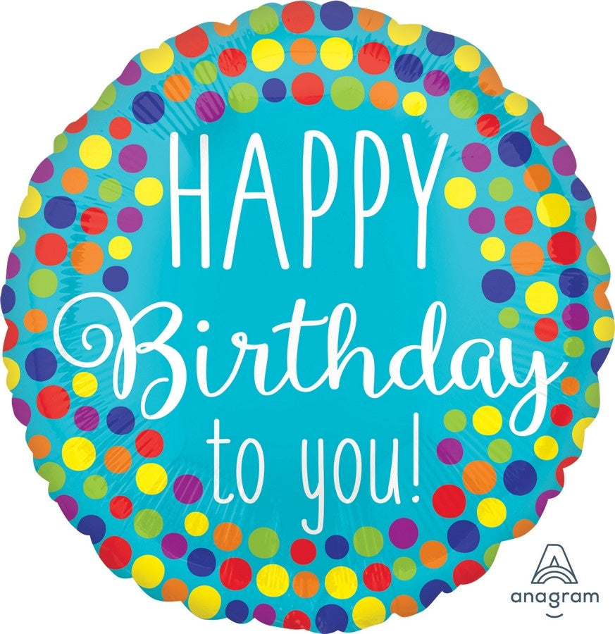 Happy Birthday To You Dots 18 Inch Foil Balloon