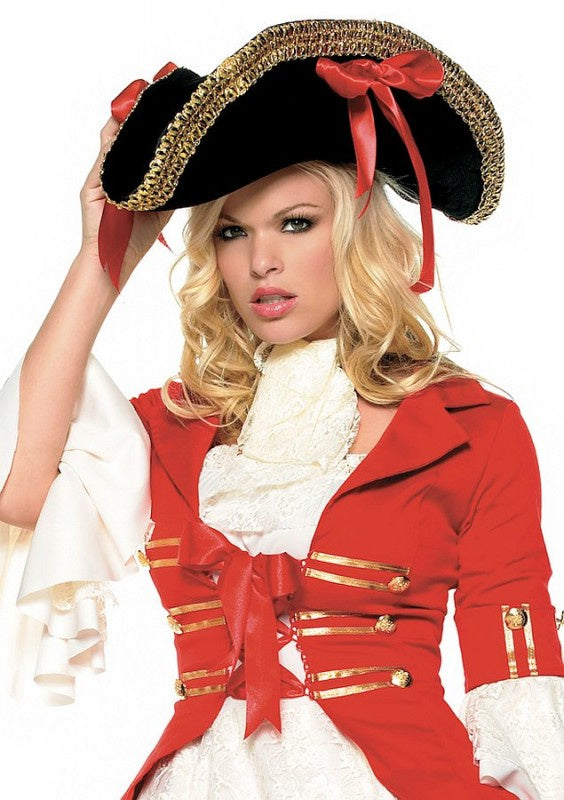Pirate Hat with Thick Gold Trim and Side Ribb