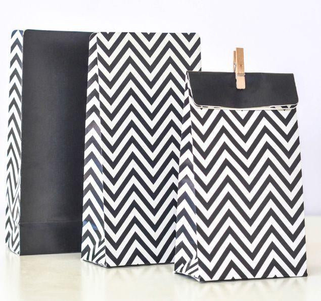 Illume Chevron Black Treat Bags Pk 12