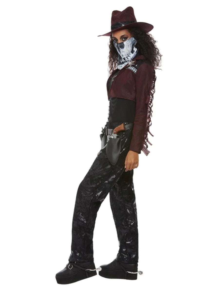 Deluxe Dark Spirit Western Cowgirl Costume, Burgundy