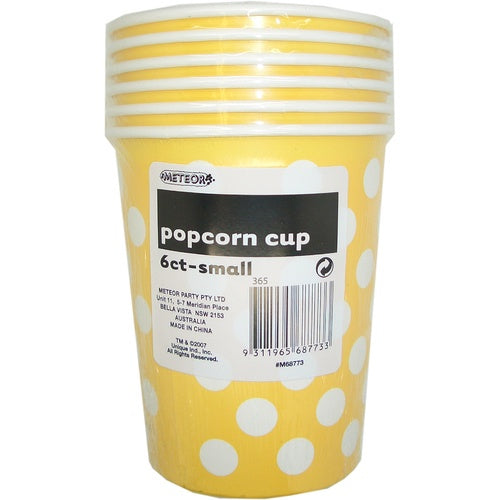 Popcorn Cups Yellow Small 6 pc