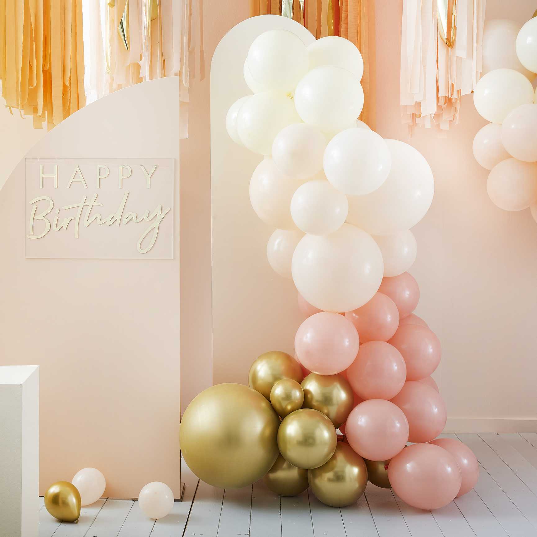 Ginger Ray Peach and Gold Balloon Garland Kit Pack of 75