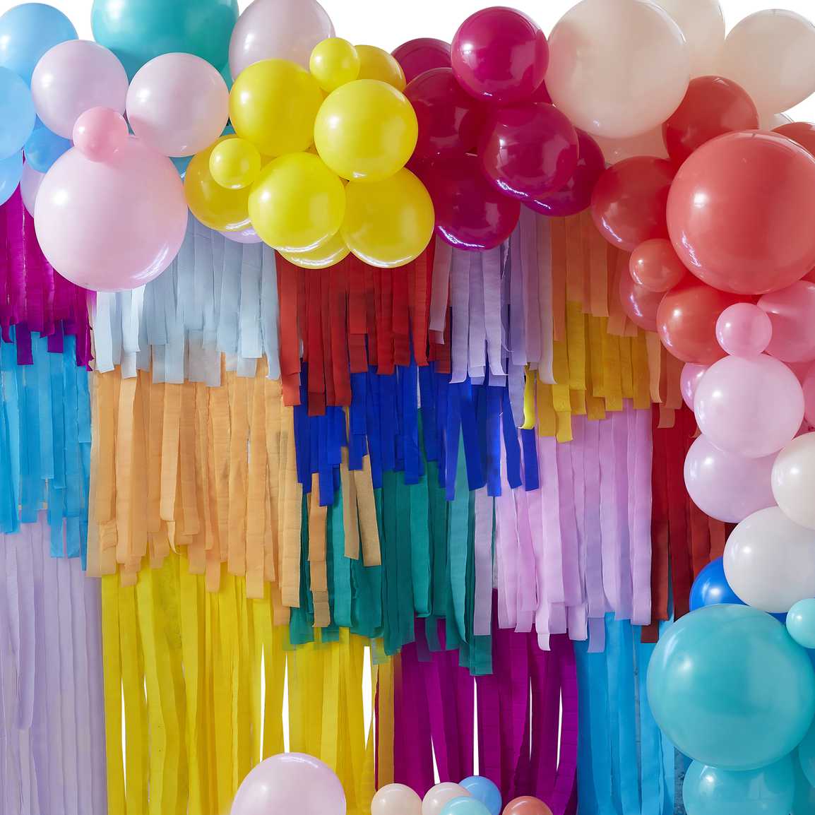 Ginger Ray Balloon and Streamer Brights Rainbow Party Backdrop Kit Pack of 115