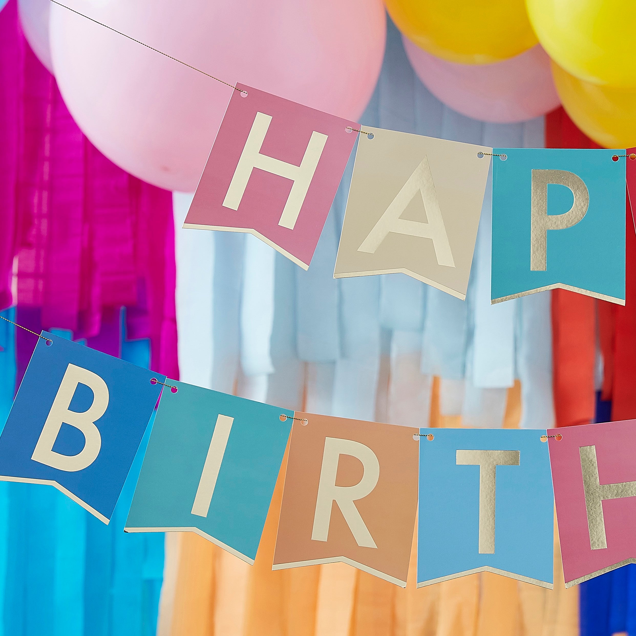 Ginger Ray Multi-Coloured Happy Birthday Banner Bunting