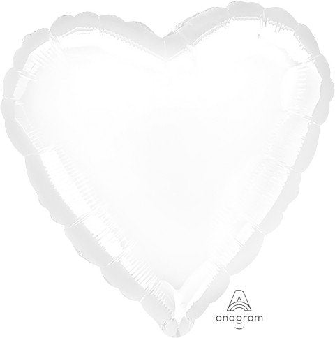 White Metallic Heart Foil Balloon