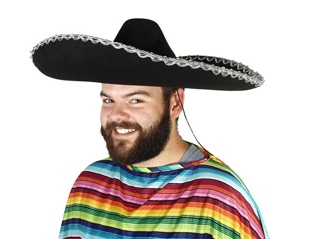 Mexican Black Hat with Silver Trim