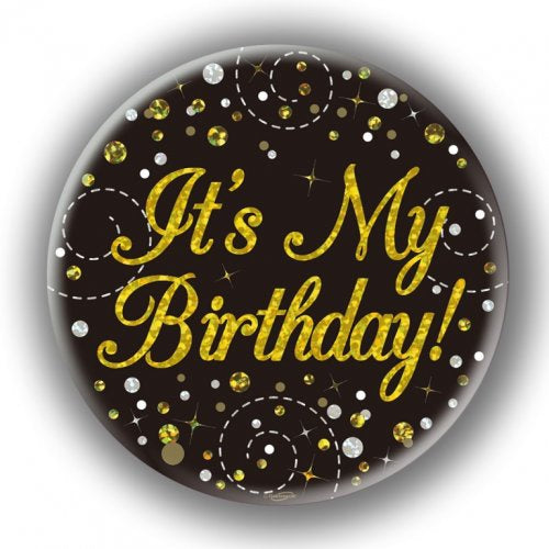 Badge Sparkling Fizz Birthday Black/Gold