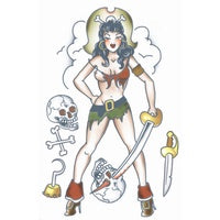 Pirate Girl - Pin Up Temporary Tattoo
