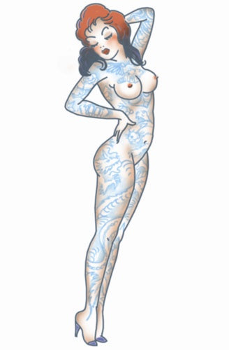 Pin Up Tattooed Girl Temporary Tattoo