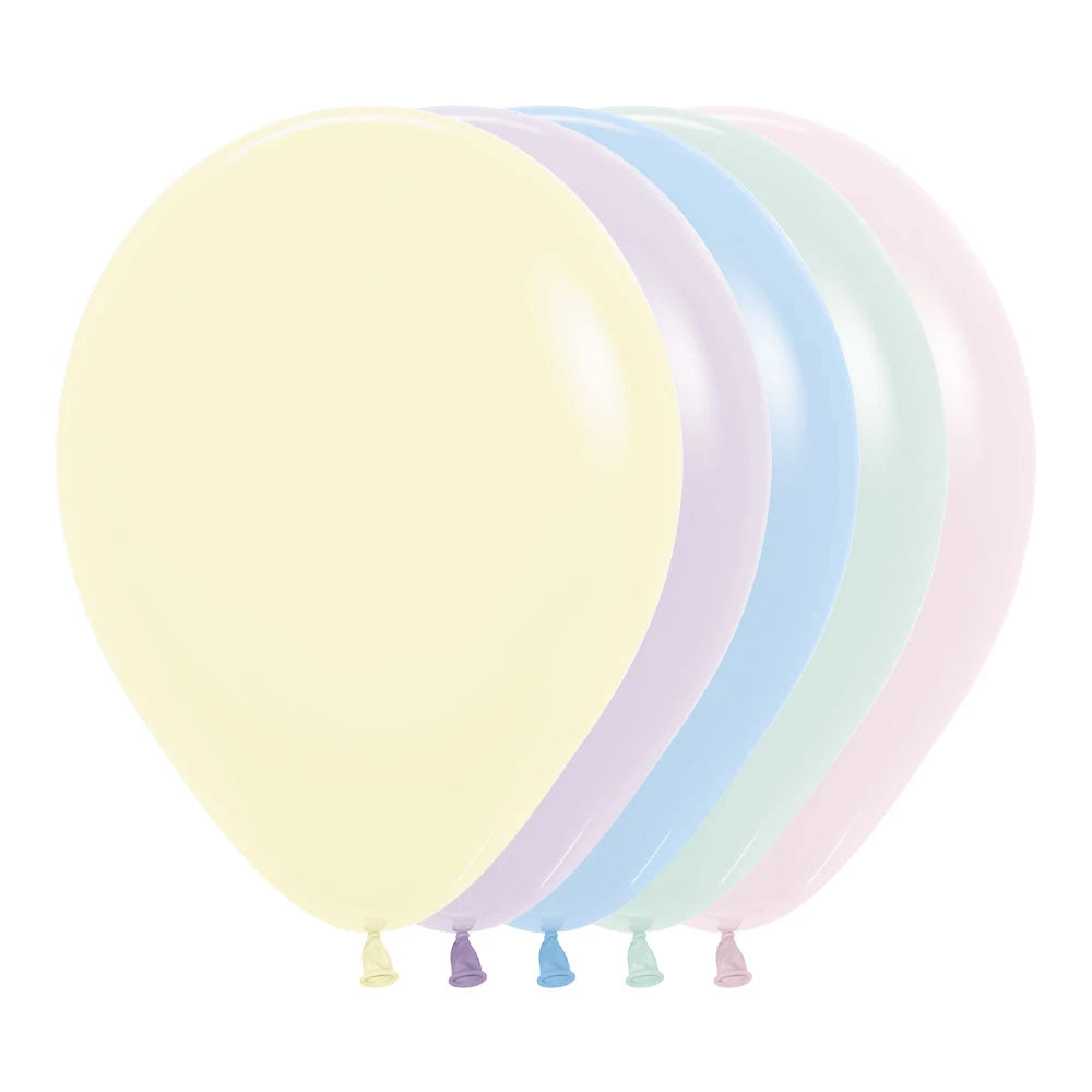 Pastel Matte Assorted 30cm Latex Balloons Pack of 100