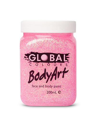 Global BodyArt Glitter Pink 200ml Liquid Makeup