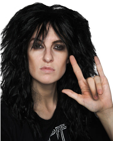 80's Black Glam Rock God Wig