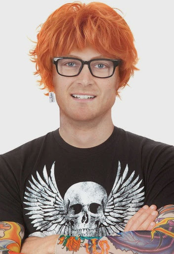 Ed Sheeran Orange Red Wig with Glasses & Tattoo Sleeves