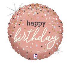 Round Holo Rose Gold Confetti Birthday Foil 18" 1pk
