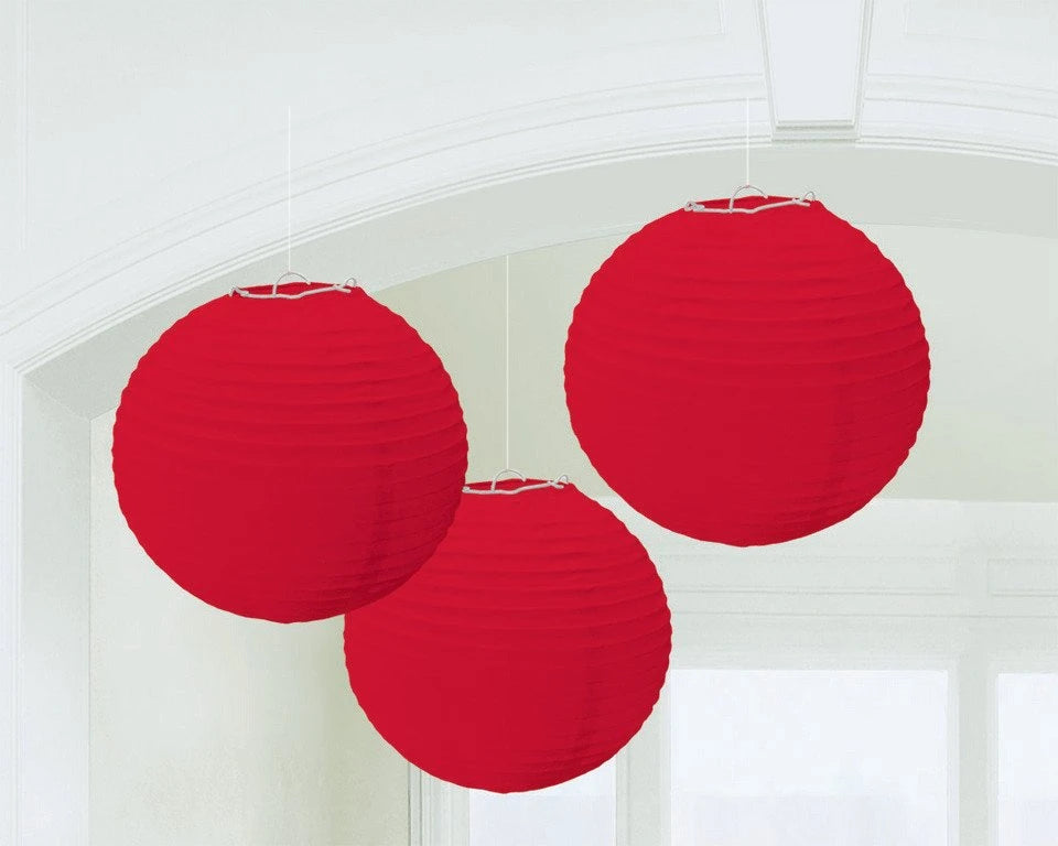 Round Paper Red Lanterns 3 Pack