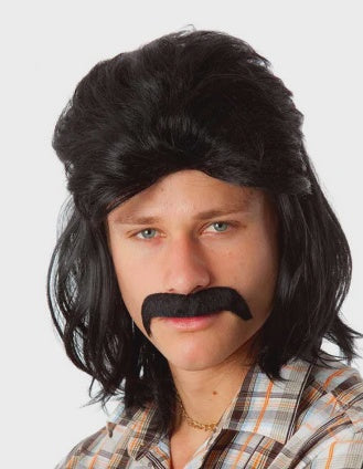 80s Black Mullet Mo Set