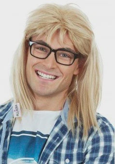 1990s Wayne's World Garth Algar Blonde Costume Wig & Glasses Set