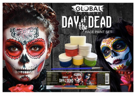 Deluxe Day Of The Dead 5 Colour Face And Body Paint Kit