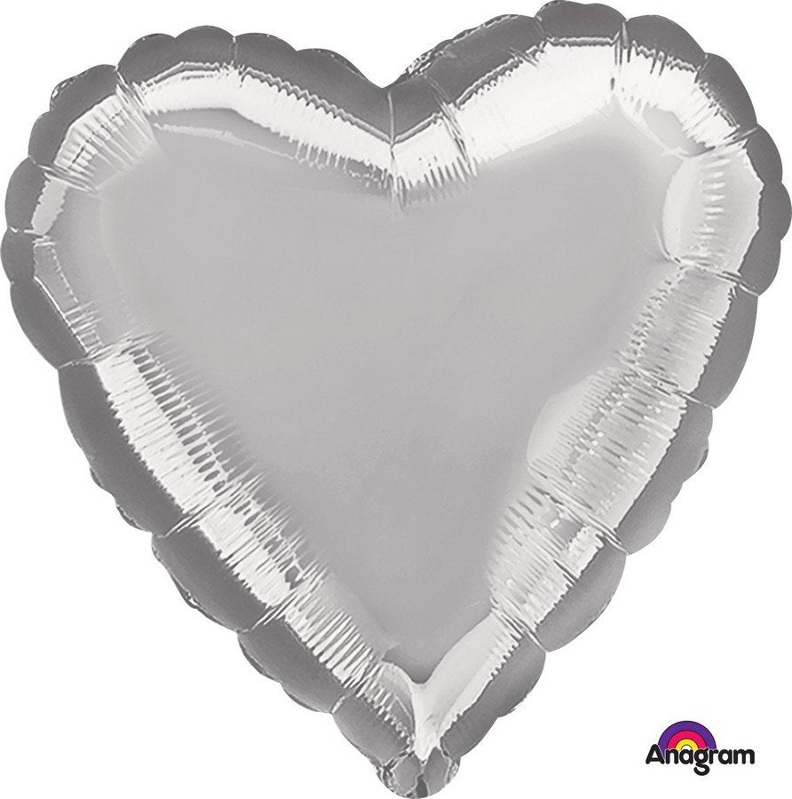 Metallic Silver Heart Foil Balloon