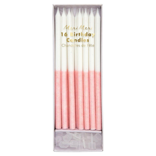 Meri Meri Blush Pink Glitter Dipped Candles