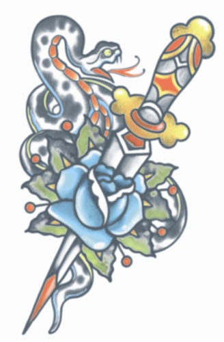 Snake/Dagger 1910 - Vintage Temporary Tattoo