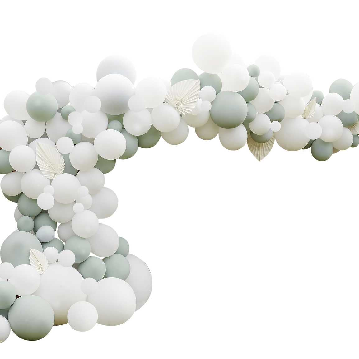 Ginger Ray Luxe Sage & White Balloon Garland Kit with White Fans