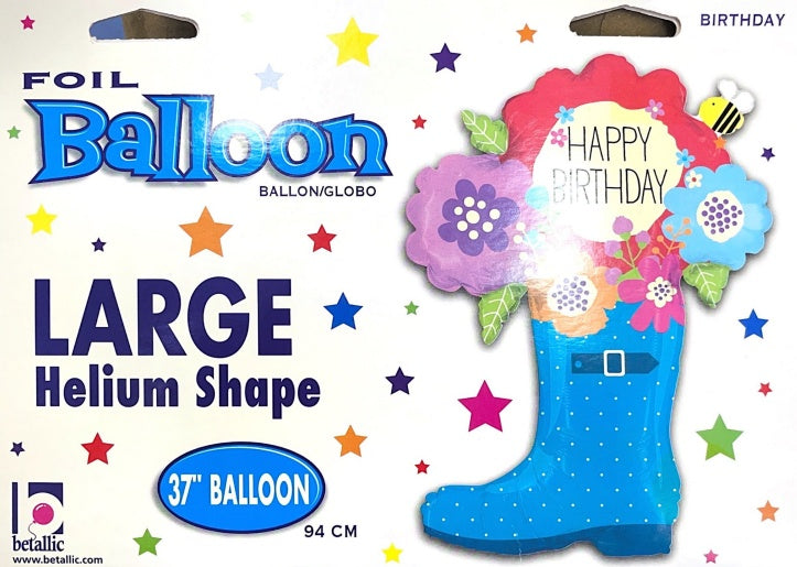 Flowers in Gum Boot Happy Birthday Foil Balloon