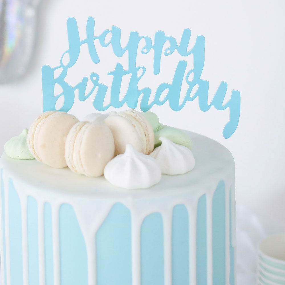 Illume Blue Happy Birthday Cake Topper