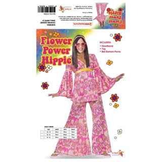 70s Flower Power Hippie Womens Costume 12-14