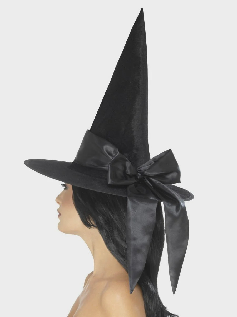 Deluxe Black Witch Hat with Satin Bow