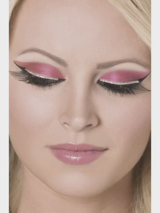 False Black Eyelashes with Silver Glitter Strip