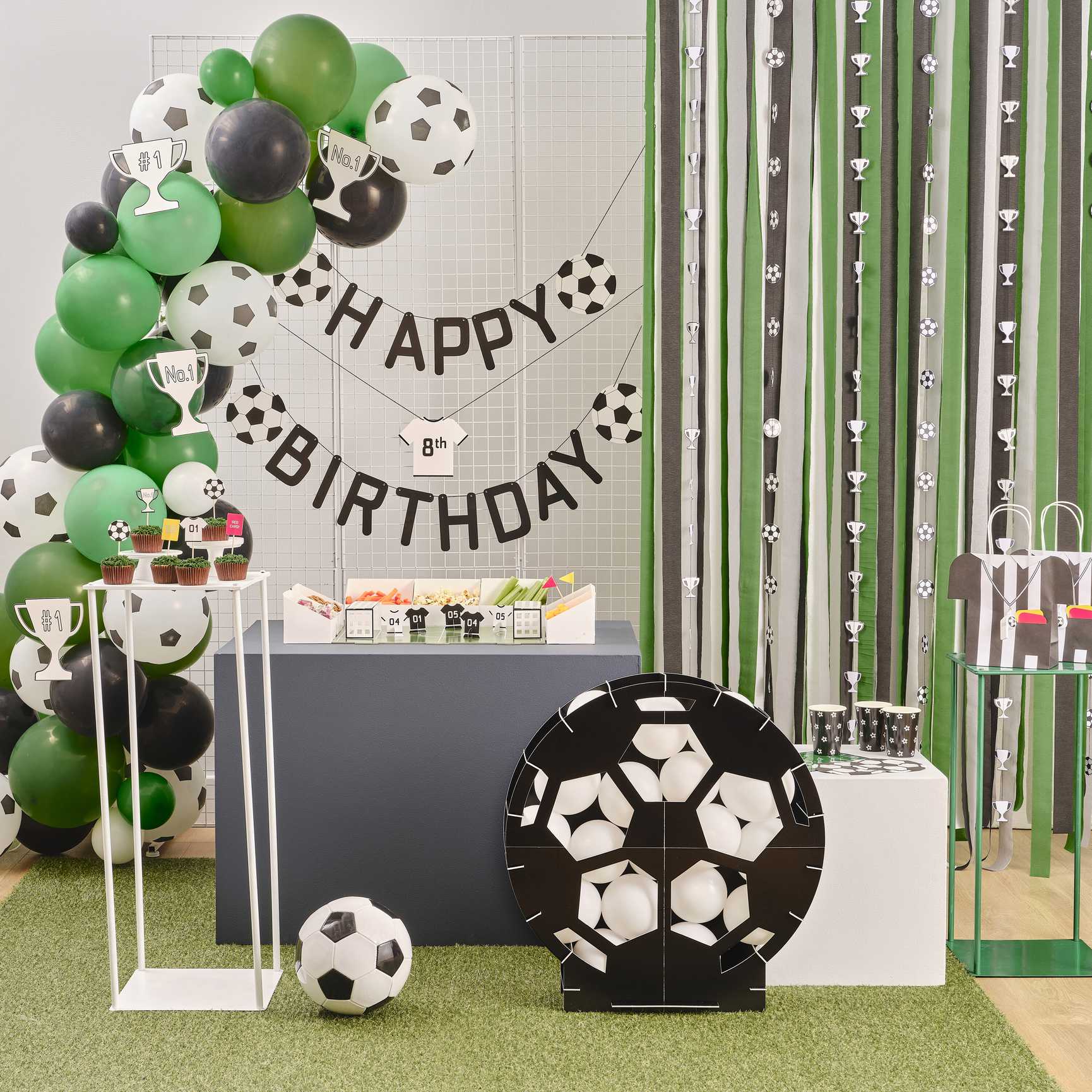 Green Paper Streamer Football/Soccer Party Backdrop